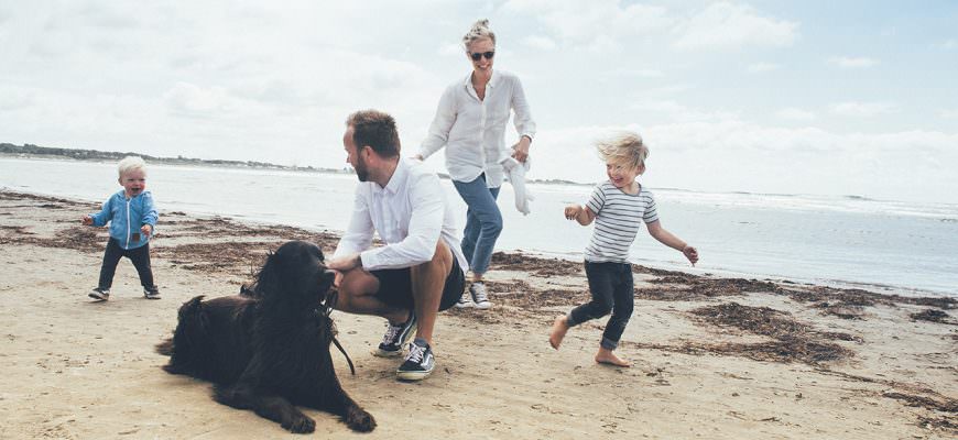 Family at the beach in Scandinavia